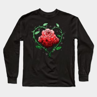 Red Crystal Flower Long Sleeve T-Shirt